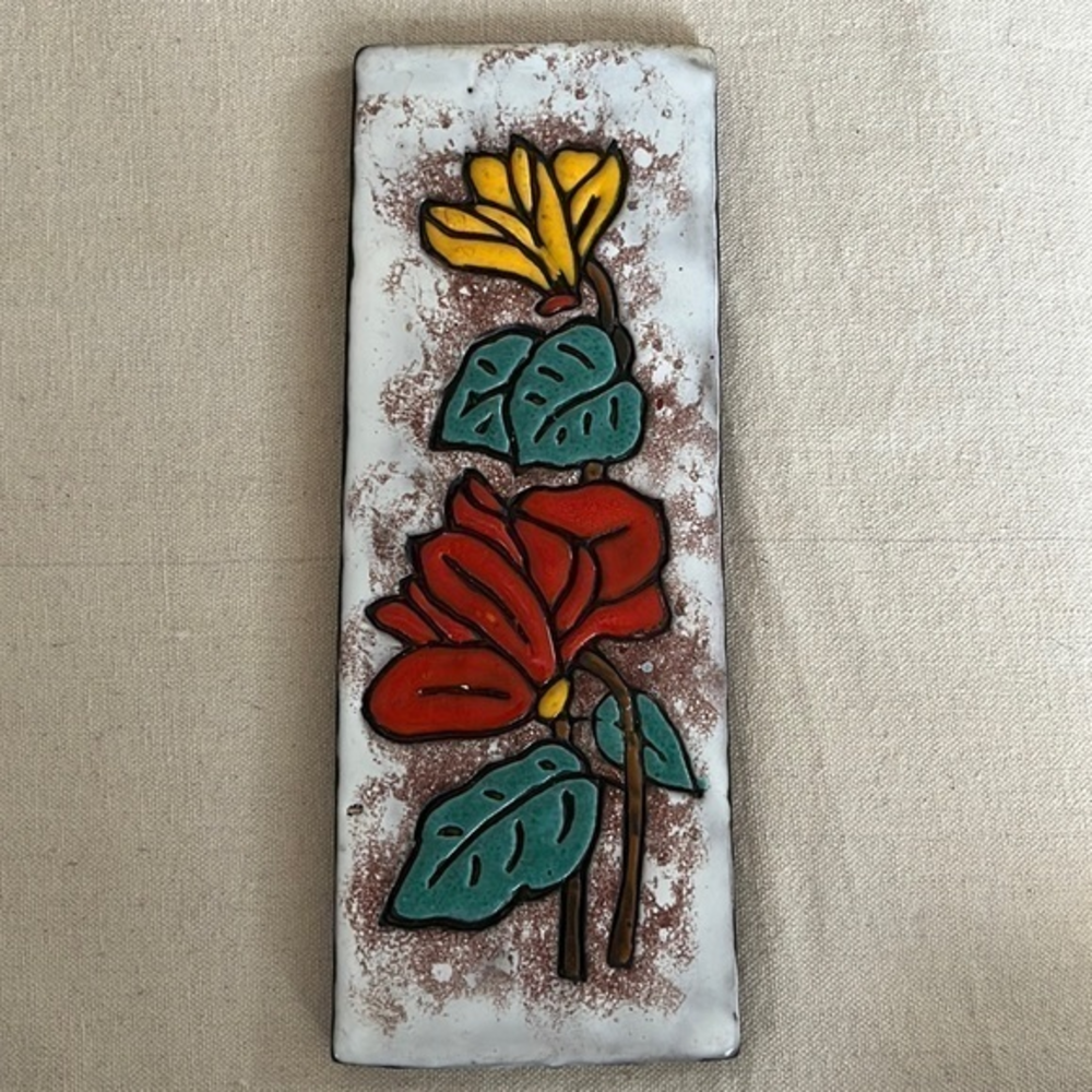 Ruscha MCM Flowers‎ & Leaves Ceramic Wall Plate 50s 60s Era